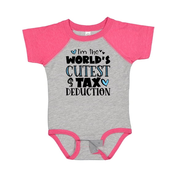 Inktastic I'm the World's Cutest Tax Deduction Blue Hearts Boys or Girls Baby Bodysuit