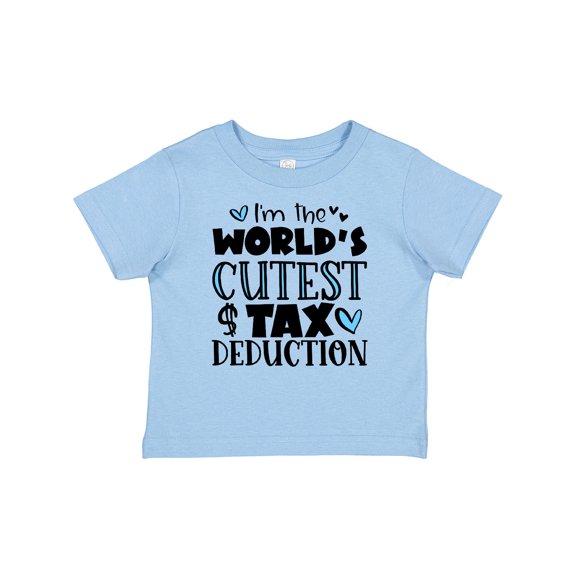 Inktastic I'm the World's Cutest Tax Deduction Blue Hearts Boys or Girls Baby T-Shirt