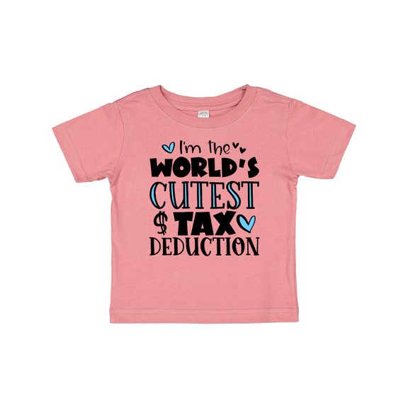 Inktastic I'm the World's Cutest Tax Deduction Blue Hearts Boys or Girls Baby T-Shirt