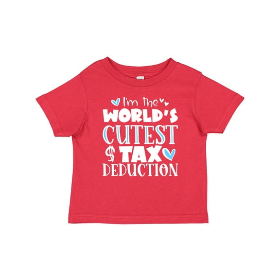 Inktastic I'm the World's Cutest Tax Deduction Blue Hearts Boys or Girls Baby T-Shirt