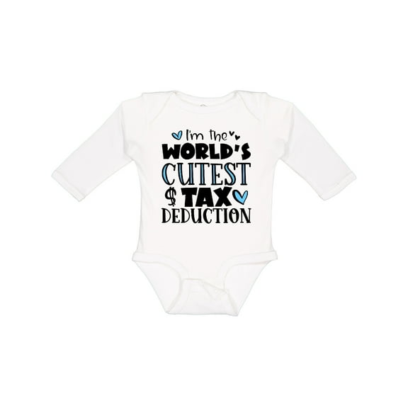 Inktastic I'm the World's Cutest Tax Deduction Blue Hearts Boys or Girls Long Sleeve Baby Bodysuit