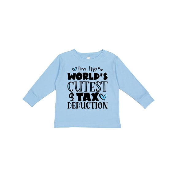 Inktastic I'm the World's Cutest Tax Deduction Blue Hearts Boys or Girls Long Sleeve Toddler T-Shirt