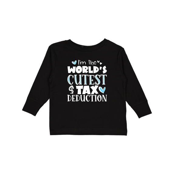 Inktastic I'm the World's Cutest Tax Deduction Blue Hearts Boys or Girls Long Sleeve Toddler T-Shirt