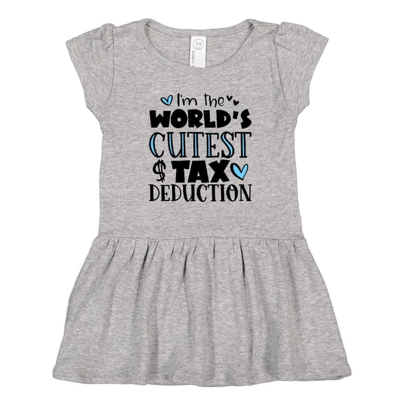 Inktastic I'm the World's Cutest Tax Deduction Blue Hearts Girls Toddler Dress
