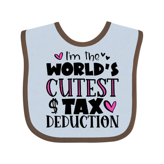 Inktastic I'm the Worlds Cutest Tax Deduction Pink Hearts Boys or Girls Baby Bib