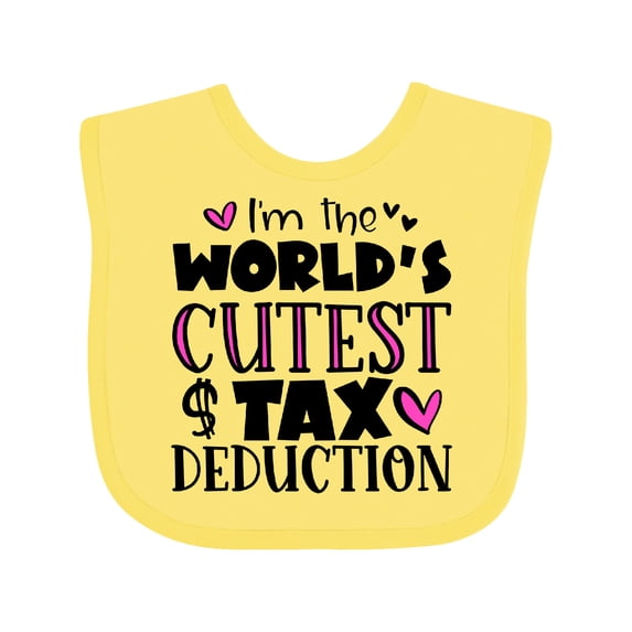 Inktastic I'm the Worlds Cutest Tax Deduction Pink Hearts Boys or Girls Baby Bib