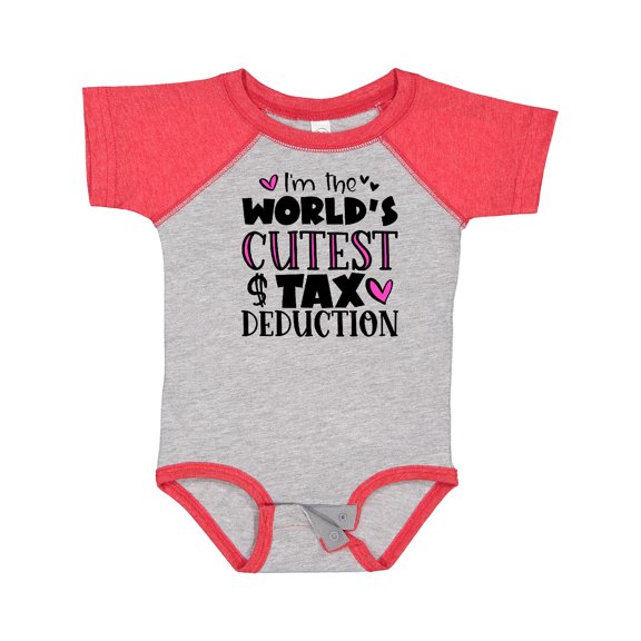Inktastic I'm the Worlds Cutest Tax Deduction Pink Hearts Boys or Girls Baby Bodysuit