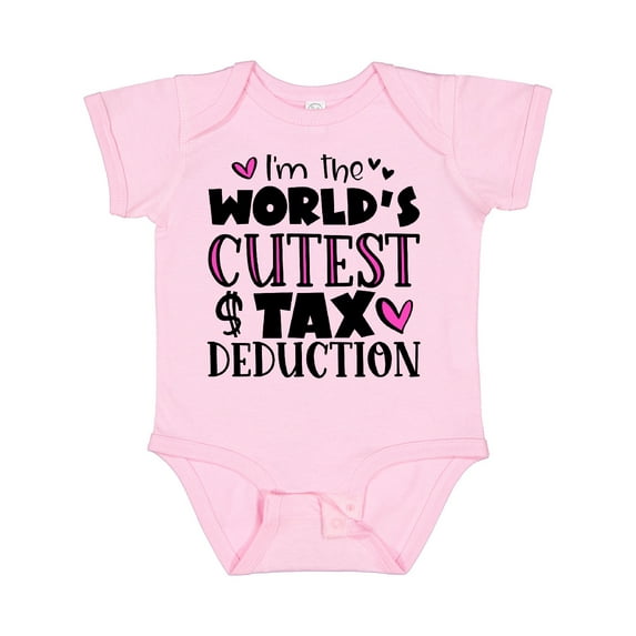 Inktastic I'm the Worlds Cutest Tax Deduction Pink Hearts Boys or Girls Baby Bodysuit