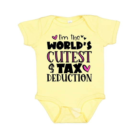 Inktastic I'm the Worlds Cutest Tax Deduction Pink Hearts Boys or Girls Baby Bodysuit