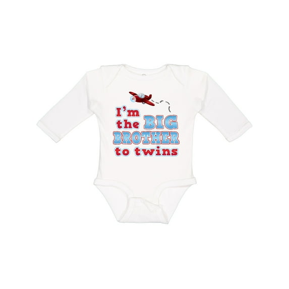Inktastic I'm the big brother to twins. Boys Long Sleeve Baby Bodysuit