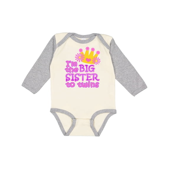 Inktastic I'm the big sister to twins. Girls Long Sleeve Baby Bodysuit