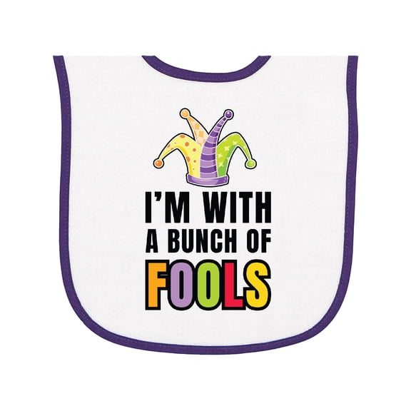 Inktastic I'm with a Bunch of Fools with Jester Hat April Fools Day Baby Terry Cloth Bib