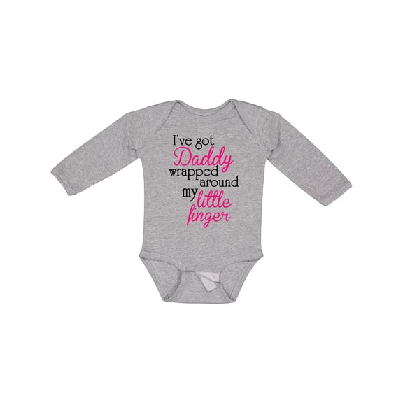 Inktastic I've Got Daddy Wrapped Around My Little Finger Girls Long Sleeve Baby Bodysuit