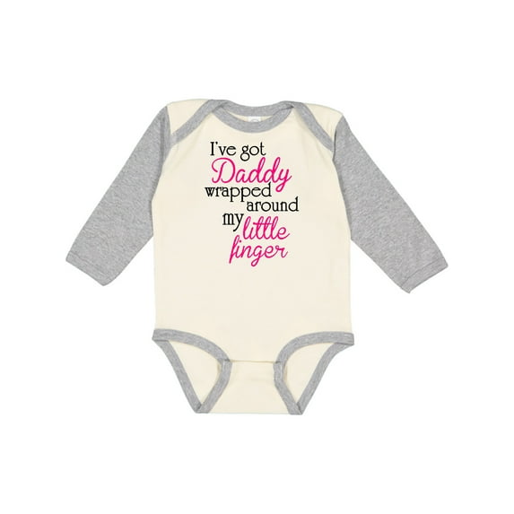 Inktastic I've Got Daddy Wrapped Around My Little Finger Girls Long Sleeve Baby Bodysuit