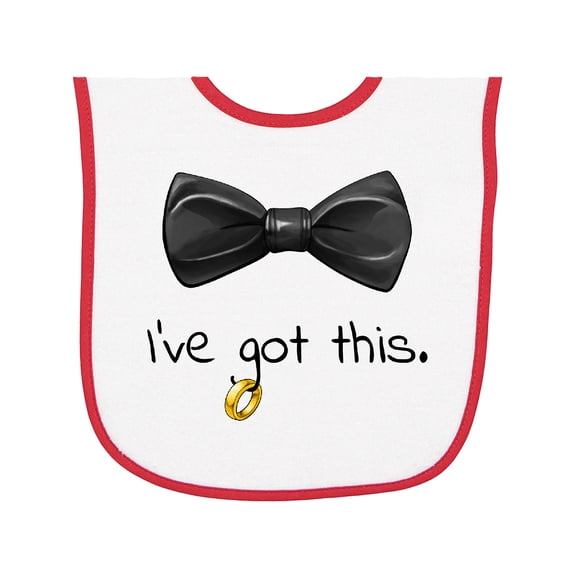 Inktastic I've Got This Black Bow Tie with Wedding Ring Baby Terry Cloth Bib