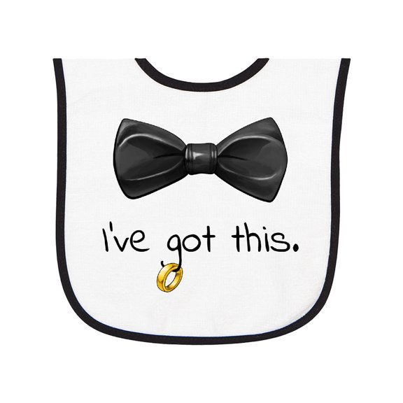Inktastic I've Got This Black Bow Tie with Wedding Ring Baby Terry Cloth Bib
