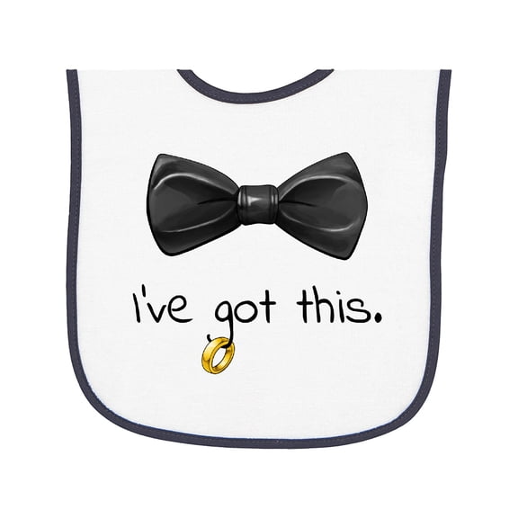 Inktastic I've Got This Black Bow Tie with Wedding Ring Baby Terry Cloth Bib