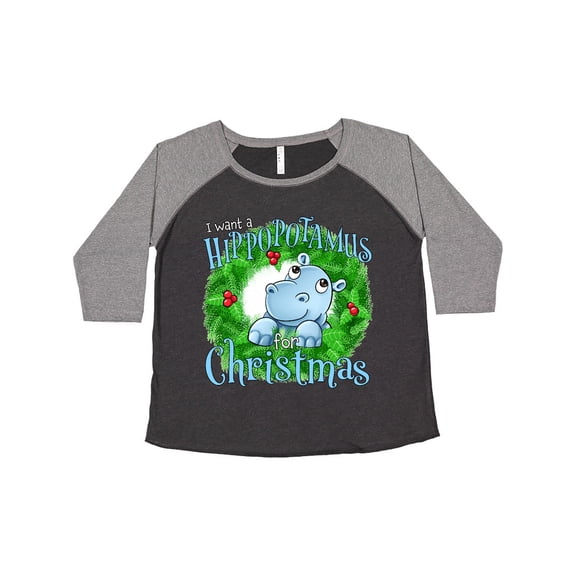 Inktastic I want a Hippopotamus for Christmas Women's Plus Size T-Shirt