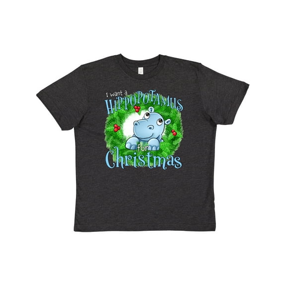 Inktastic I want a Hippopotamus for Christmas Youth T-Shirt