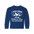 thumbnail image 1 of Inktastic I was Born to be Wild and Free with Wolf and Mountains Long Sleeve Youth T-Shirt, 1 of 5