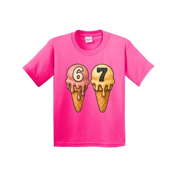 Inktastic Ice Cream Birthday 67 Dripping Cone Youth T-Shirt