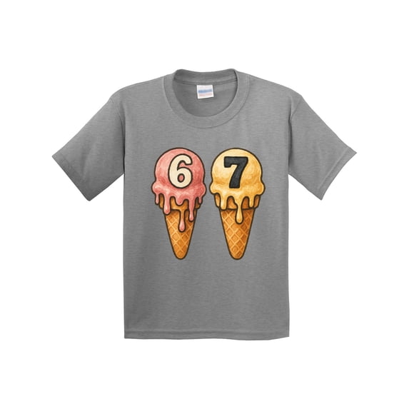Inktastic Ice Cream Birthday 67 Dripping Cone Youth T-Shirt