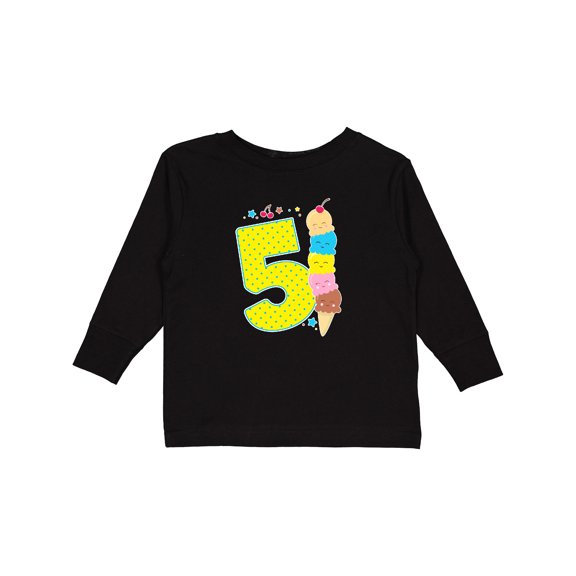 Inktastic Ice Cream Fifth Birthday Blue Boys or Girls Long Sleeve Toddler T-Shirt