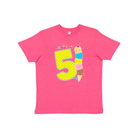 Inktastic Ice Cream Fifth Birthday Blue Youth T-Shirt