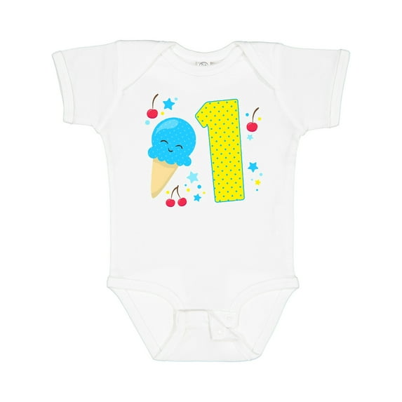 Inktastic Ice Cream First Birthday in Blue Boys or Girls Baby Bodysuit