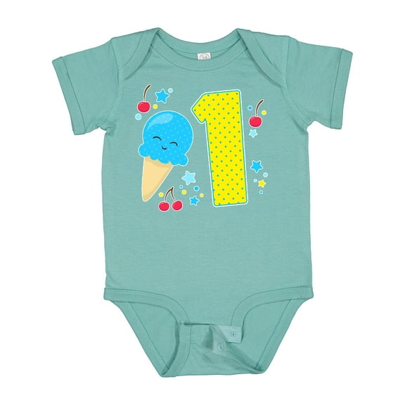 Inktastic Ice Cream First Birthday in Blue Boys or Girls Baby Bodysuit