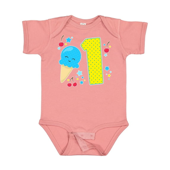 Inktastic Ice Cream First Birthday in Blue Boys or Girls Baby Bodysuit