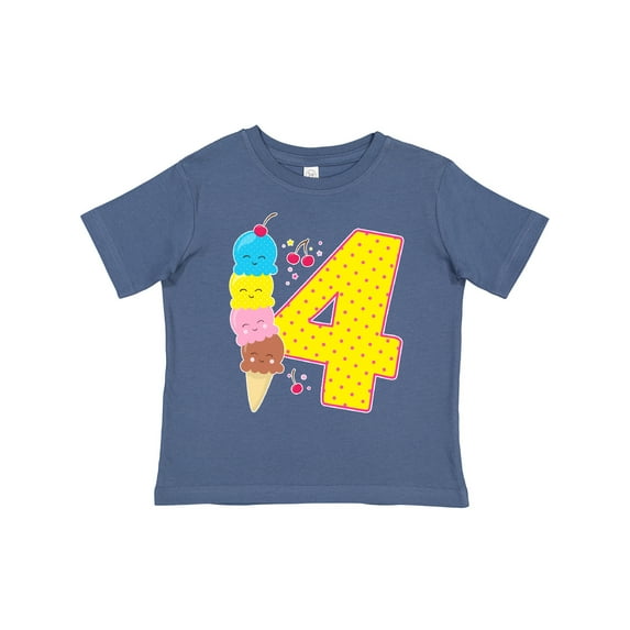 Inktastic Ice Cream Fourth Birthday Pink Boys or Girls Toddler T-Shirt