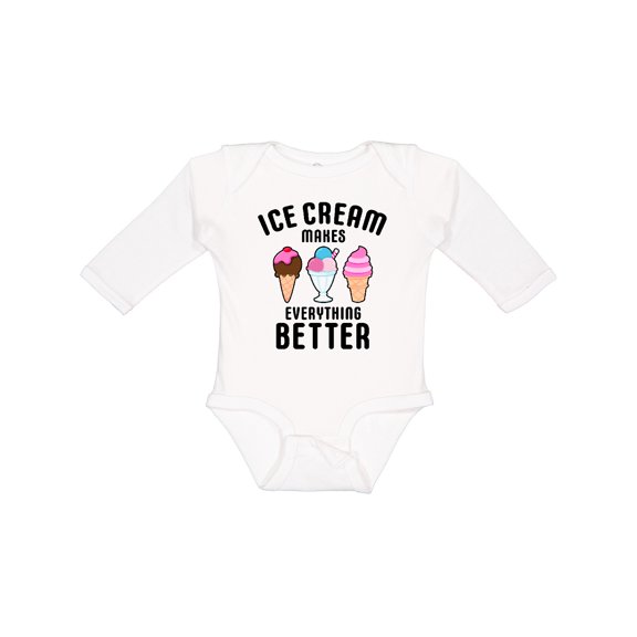 Inktastic Ice Cream Makes Everything Better Boys or Girls Long Sleeve Baby Bodysuit