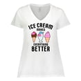 thumbnail image 1 of Inktastic Ice Cream Makes Everything Better Women's Plus Size V-Neck T-Shirt, 1 of 5