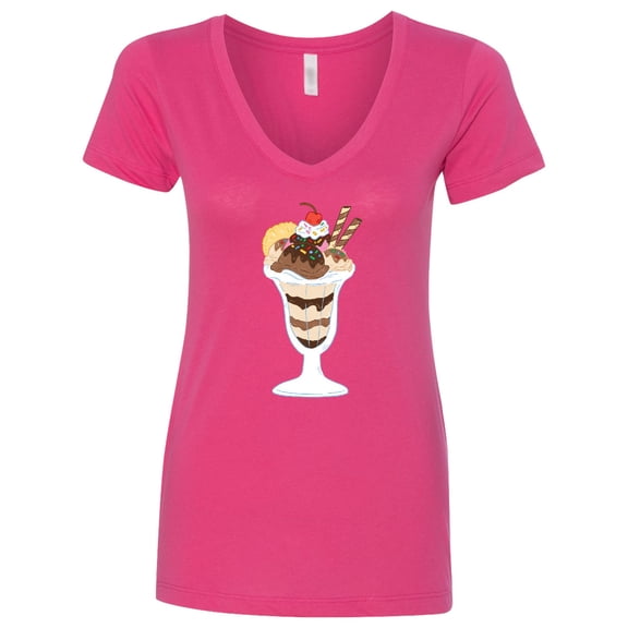 Inktastic Ice Cream Sundae Women's V-Neck T-Shirt