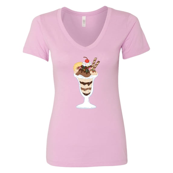 Inktastic Ice Cream Sundae Women's V-Neck T-Shirt