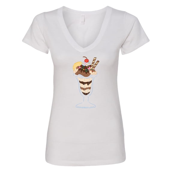 Inktastic Ice Cream Sundae Women's V-Neck T-Shirt