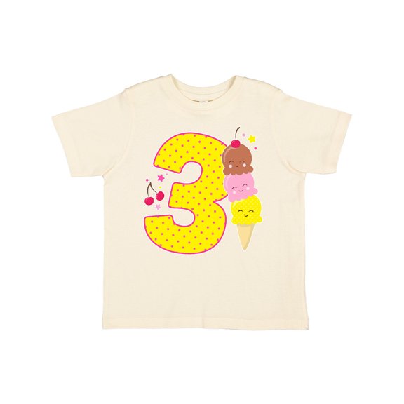 Inktastic Ice Cream Third Birthday Pink Boys or Girls Toddler T-Shirt