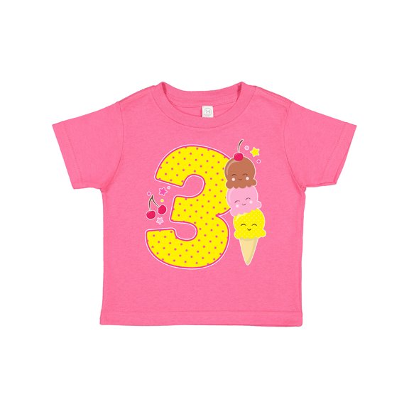Inktastic Ice Cream Third Birthday Pink Boys or Girls Toddler T-Shirt