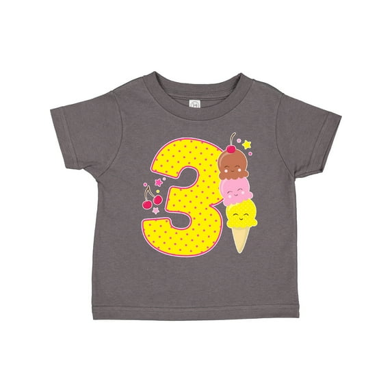 Inktastic Ice Cream Third Birthday Pink Boys or Girls Toddler T-Shirt