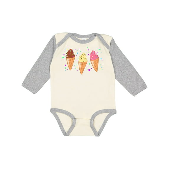 Inktastic Ice Cream Trio with Sprinkles Boys or Girls Long Sleeve Baby Bodysuit