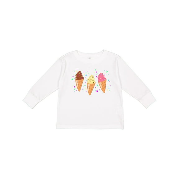 Inktastic Ice Cream Trio with Sprinkles Boys or Girls Long Sleeve Toddler T-Shirt