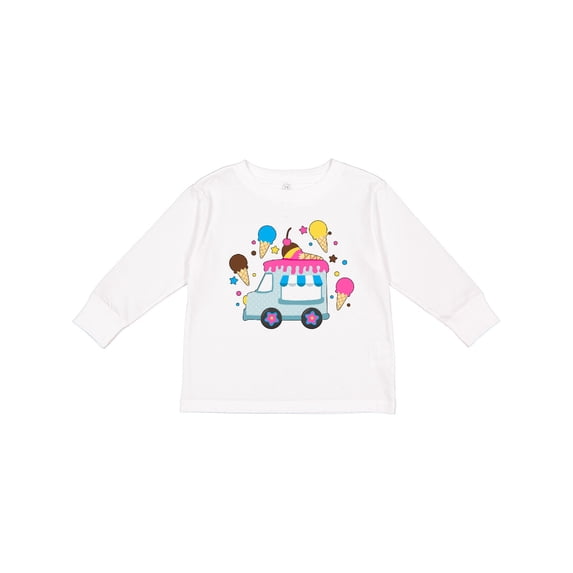 Inktastic Ice Cream Truck with Ice Cream Cones Boys or Girls Long Sleeve Toddler T-Shirt