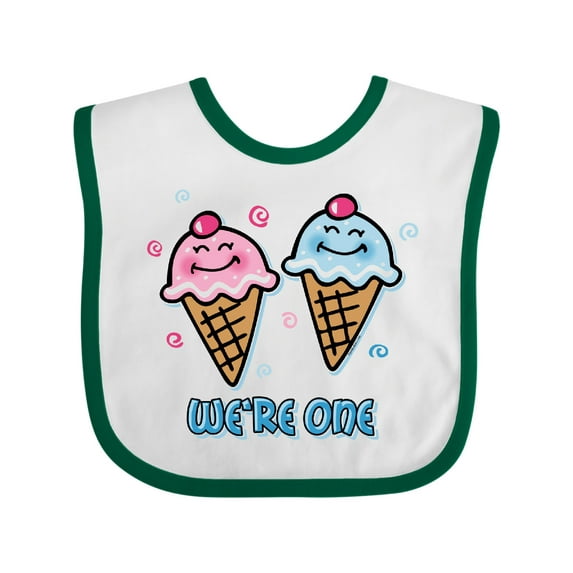 Inktastic Ice Cream We're One Twin Boy & Girl Boys or Girls Baby Bib