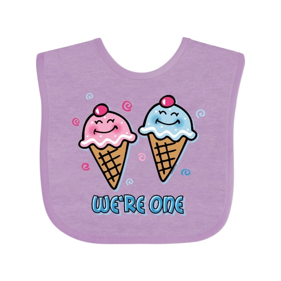 Inktastic Ice Cream We're One Twin Boy & Girl Boys or Girls Baby Bib