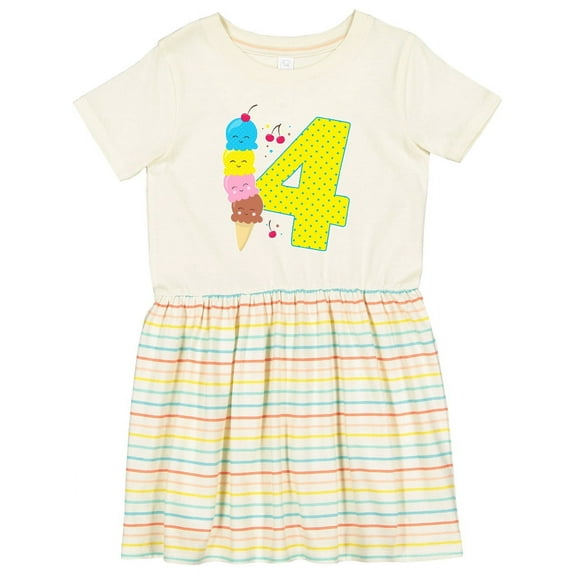 Inktastic Ice Cream Fourth Birthday Blue Girls Toddler Dress