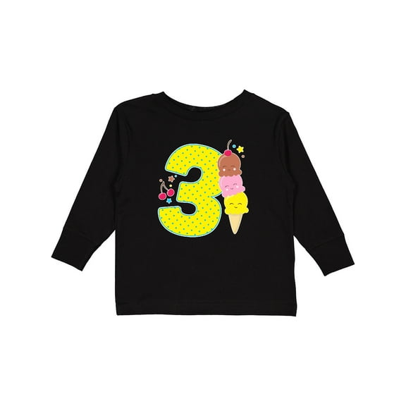 Inktastic Ice Cream third birthday blue Boys or Girls Long Sleeve Toddler T-Shirt