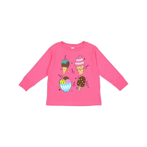 Inktastic Ice Cream with Patterns Boys or Girls Long Sleeve Toddler T-Shirt