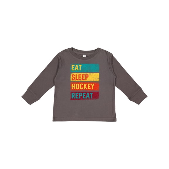 Inktastic Ice Hockey Eat Sleep Hockey Repeat Boys or Girls Long Sleeve Toddler T-Shirt