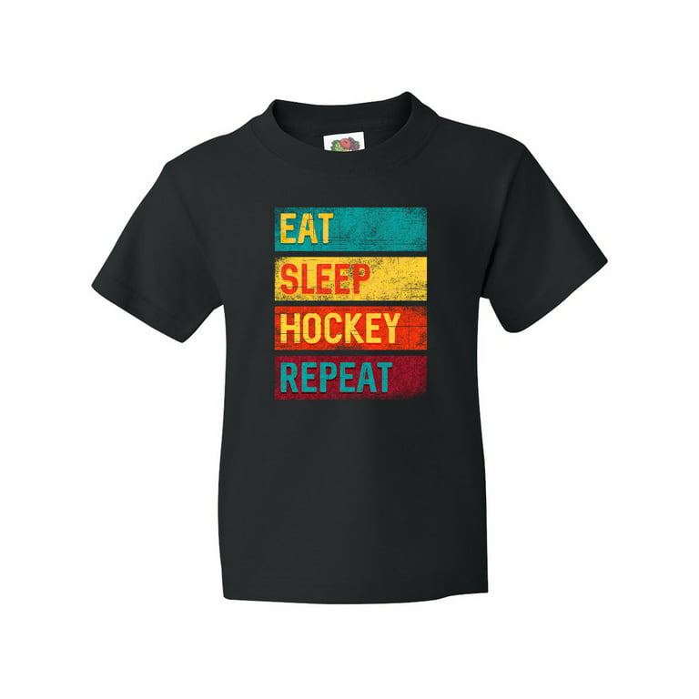Tstars Boys Unisex Hockey Shirt - Kids Hockey Gifts - Eat Sleep